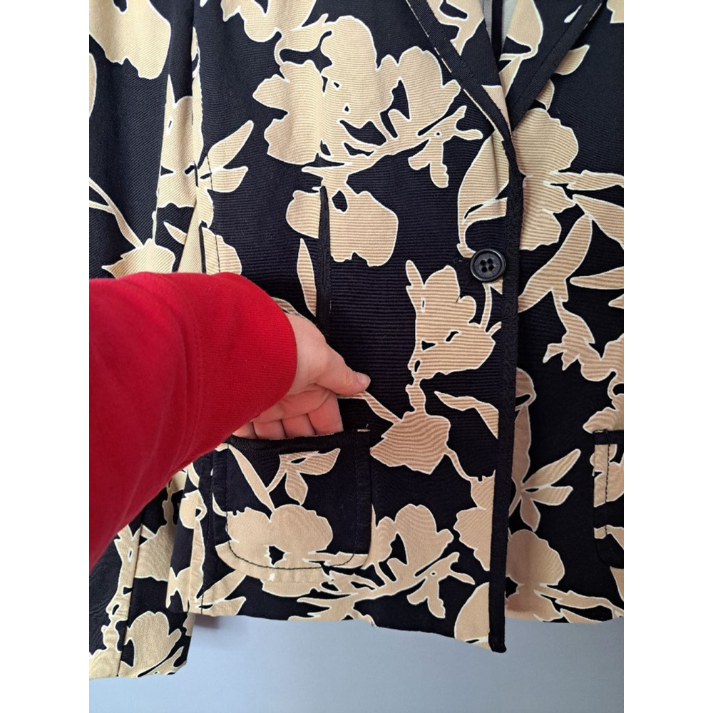 Women's Liz Claiborne Floral Blazer Size 10 Black Beige - Picture 4 of 6